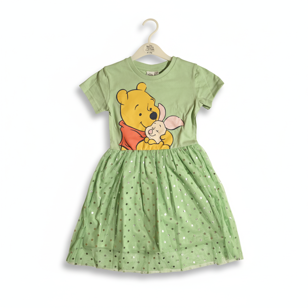 WINNIE THE POOH - GIRL'S TULLE DRESS 100% COTTON | MESH 100% POLYESTER