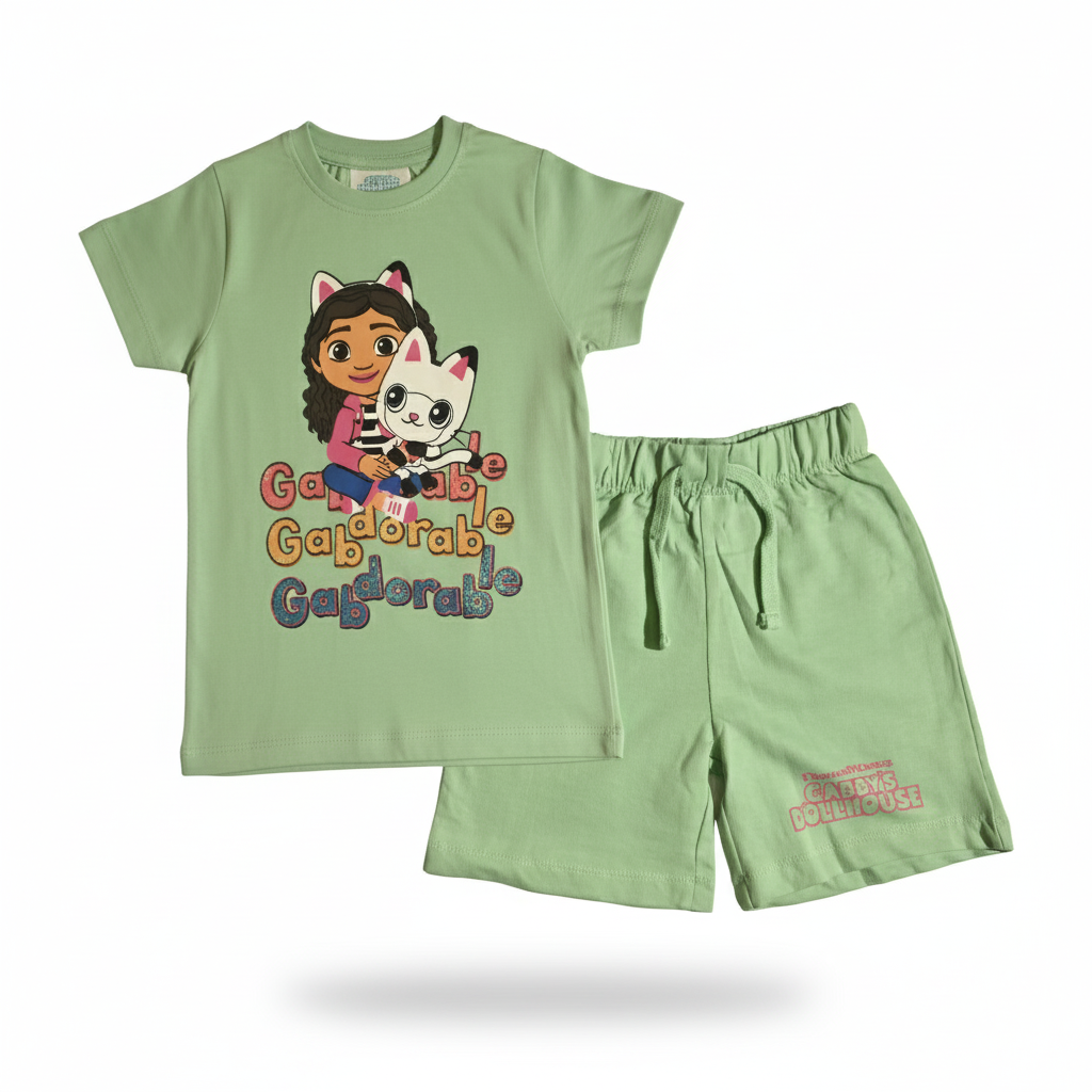 GABBY'S DOLLHOUSE | GIRL'S T-SHIRT & SHORTS SET | 100% COTTON