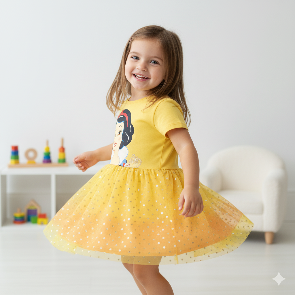PRINCESS SNOW WHITE - GIRL'S TULLE DRESS 100% COTTON | MESH 100% POLYESTER