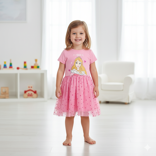 PRINCESS - GIRL'S TULLE DRESS 100% COTTON | MESH 100% POLYESTER