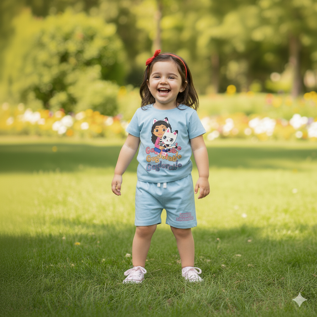 GABBY'S DOLLHOUSE | GIRL'S T-SHIRT & SHORTS SET | 100% COTTON