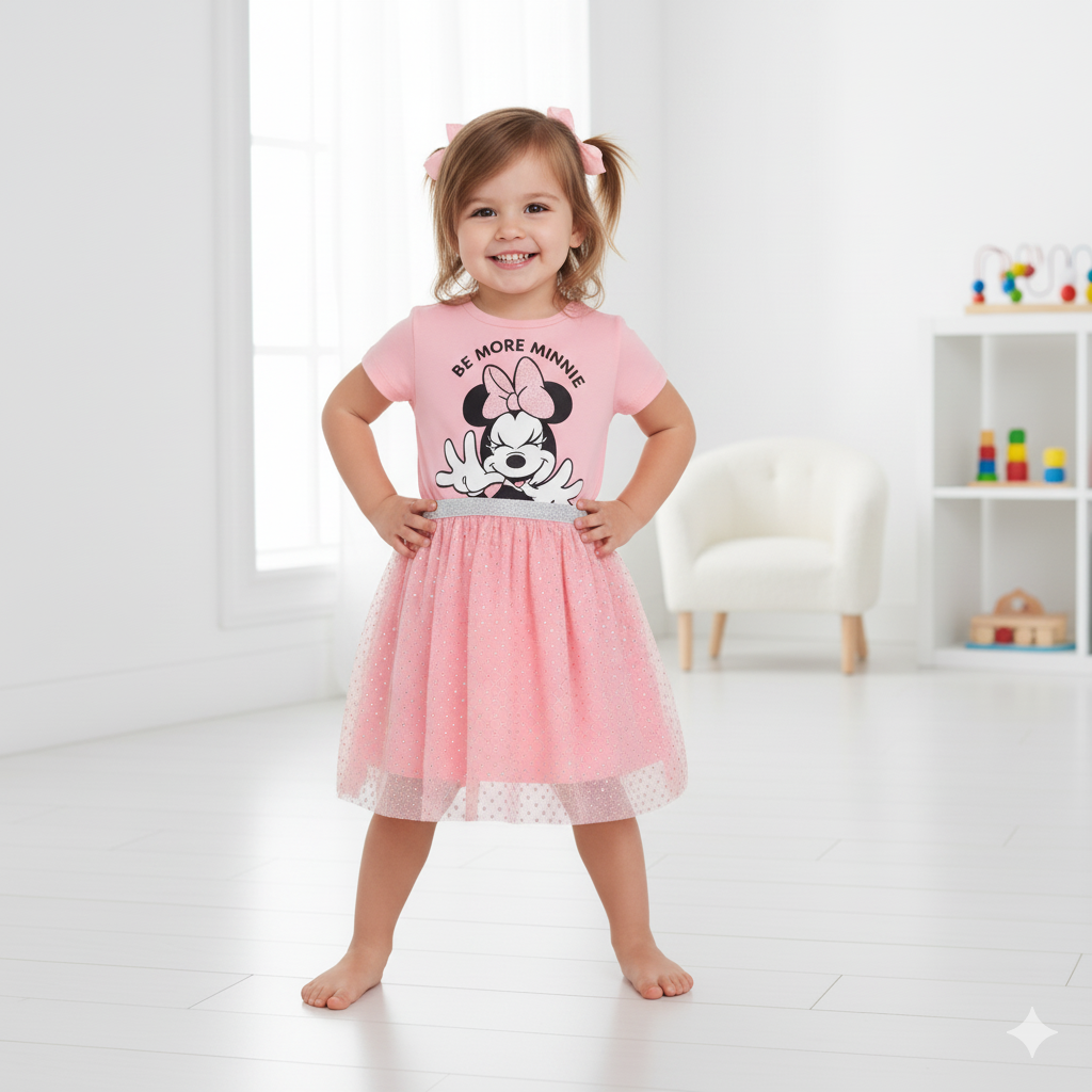 MINNIE MOUSE - GIRL'S TULLE DRESS 100% COTTON | MESH 100% POLYESTER