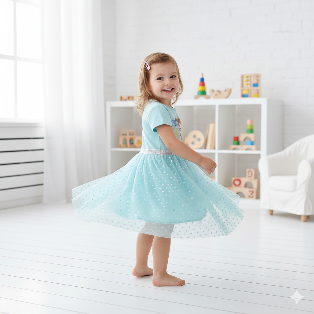 PRINCESS CINDARELLA - GIRL'S TULLE DRESS 100% COTTON | MESH 100% POLYESTER