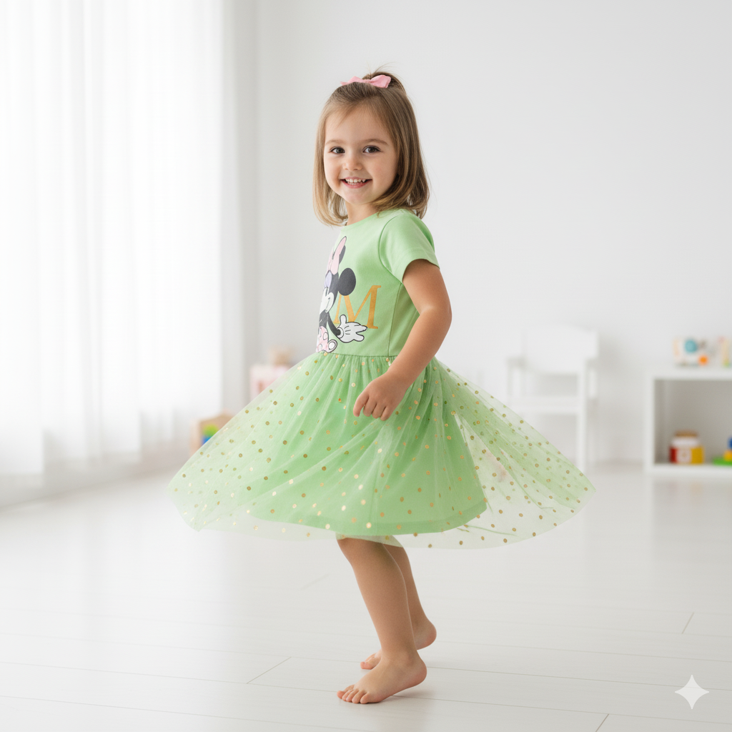 MINNIE MOUSE - GIRL'S TULLE DRESS 100% COTTON | MESH 100% POLYESTER