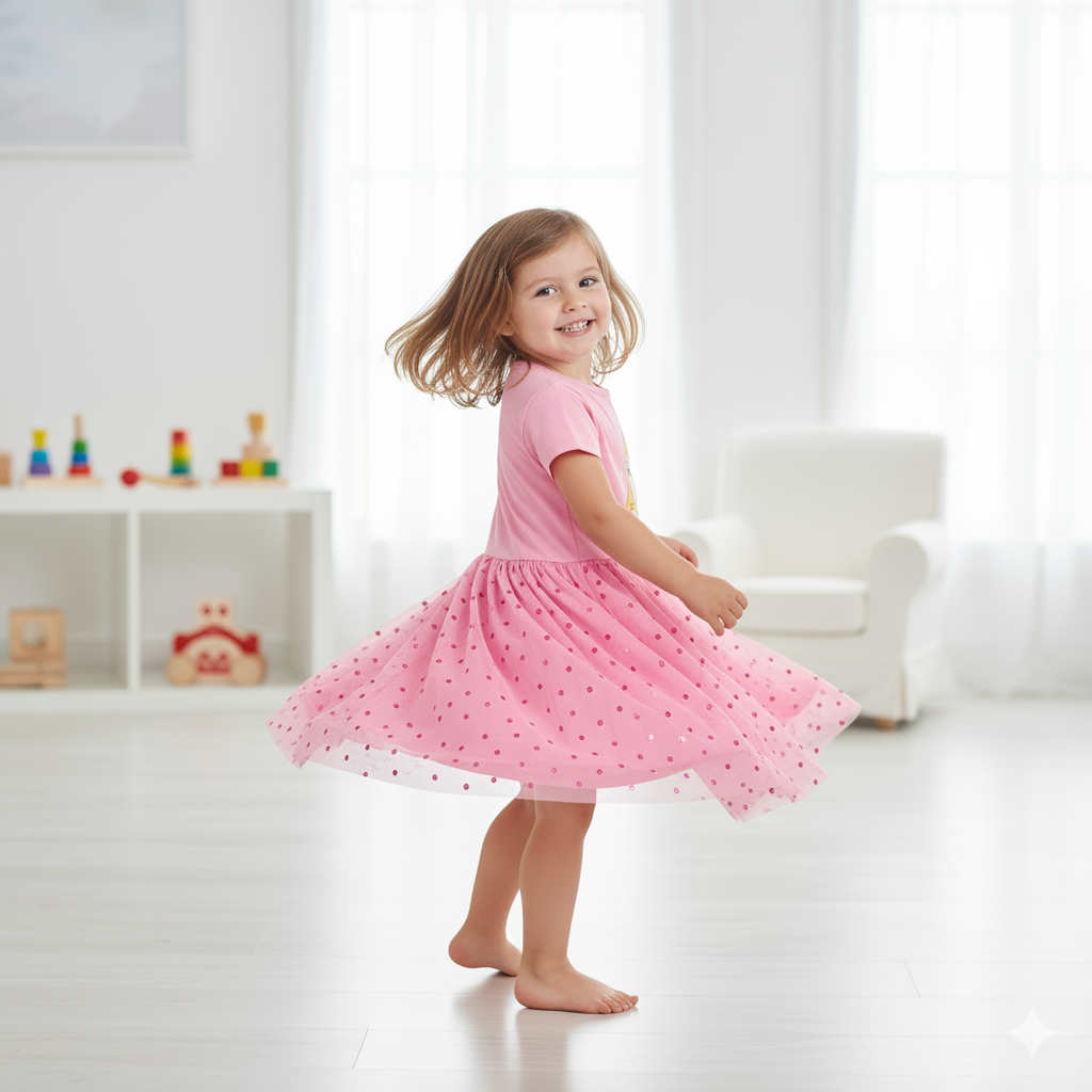 PRINCESS - GIRL'S TULLE DRESS 100% COTTON | MESH 100% POLYESTER
