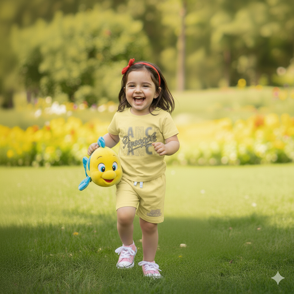 PINEAPPLE DANCE | GIRL'S T-SHIRT & SHORTS SET | 100% COTTON