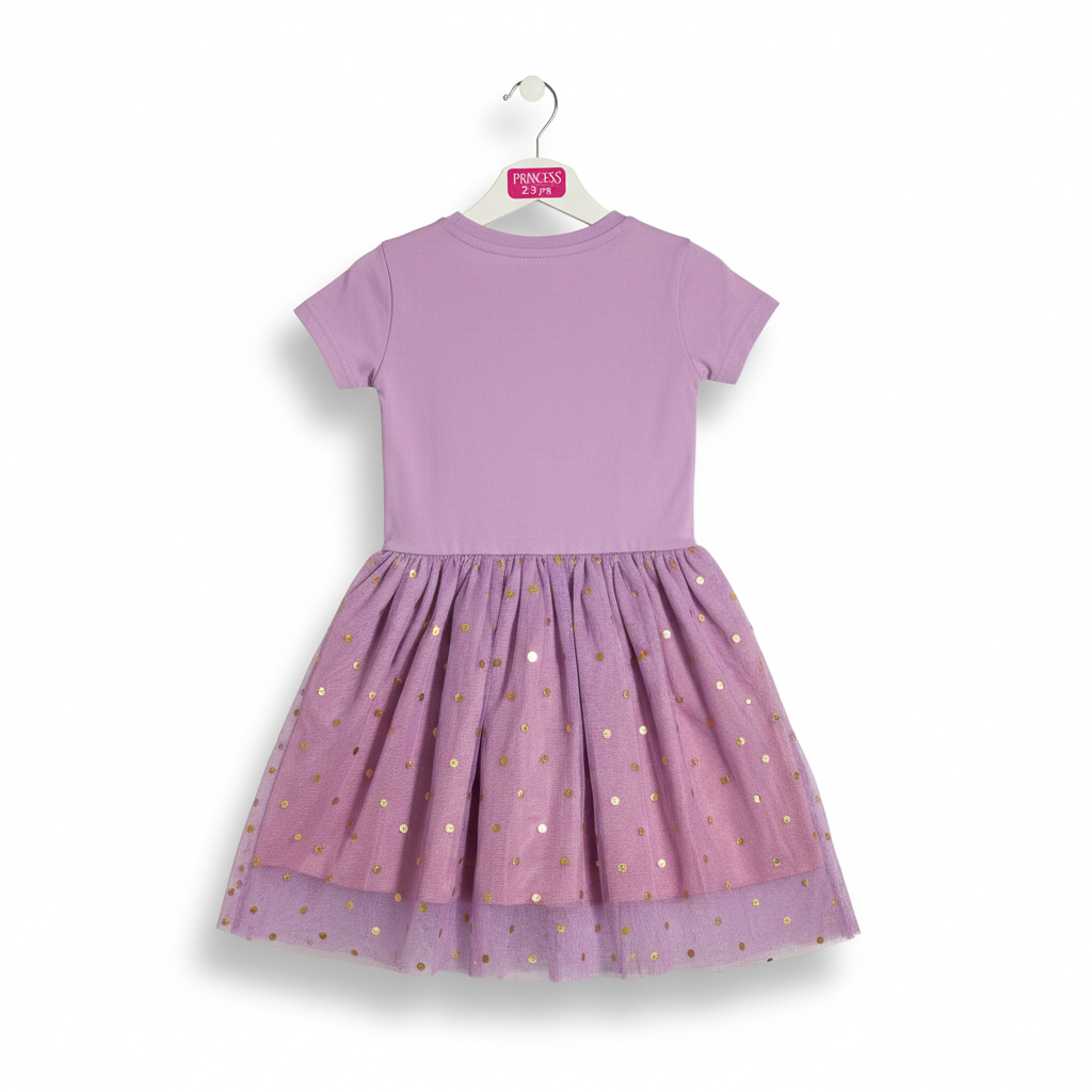 DISNEY PRINCESS RAPUNZEL - GIRL'S TULLE DRESS, 100% COTTON & MESH 100% POLYESTER