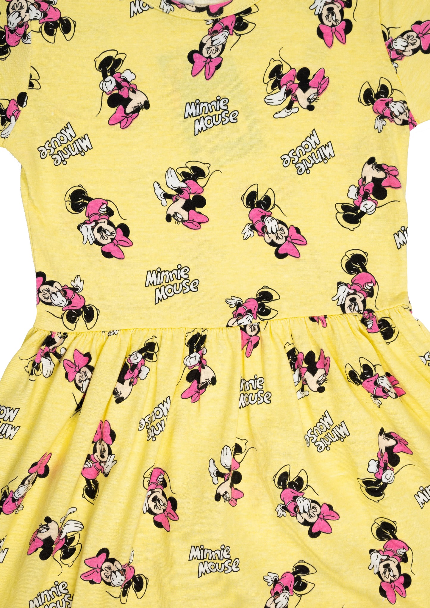 Girls' Minnie Mouse Print Dress, Yellow