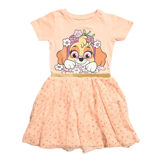 Paw Patrol Toddler Girl's Floral Print Tulle Dress, Beige