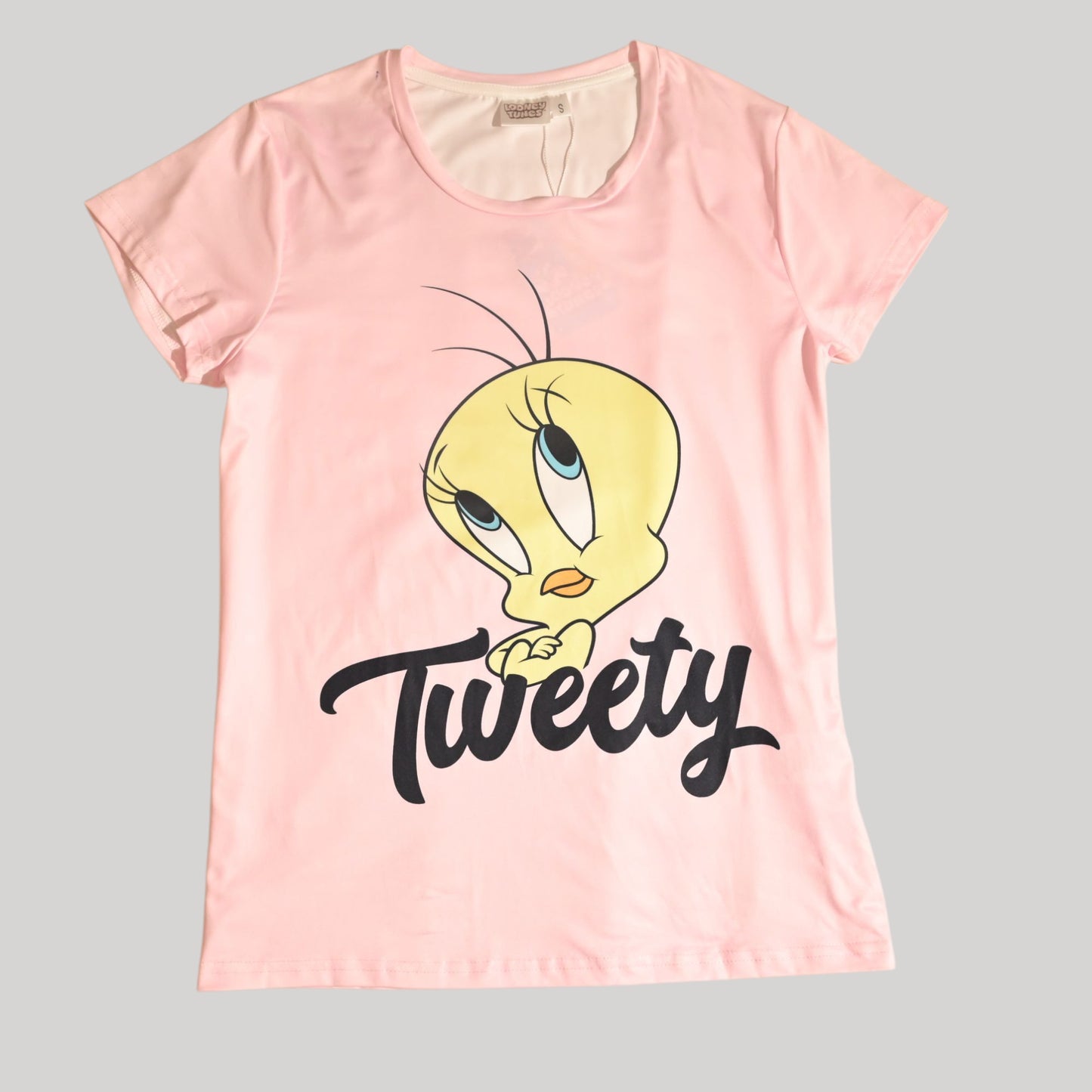 TWEETY WOMENS SHORT SLEEVE PAJAMA SETS , SILKY POLYESTER