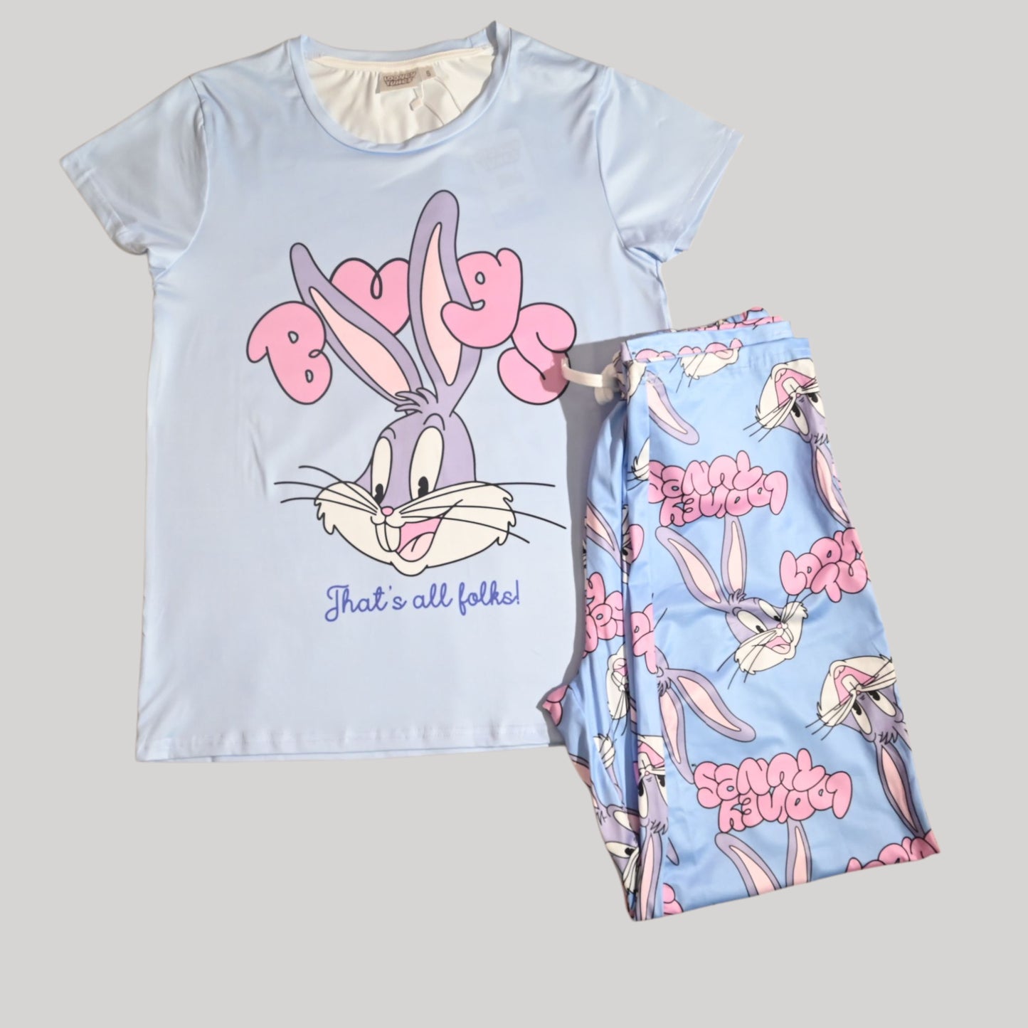 LOONEY TUNES WOMENS SHORT SLEEVE PAJAMA SETS , SILKY POLYESTER