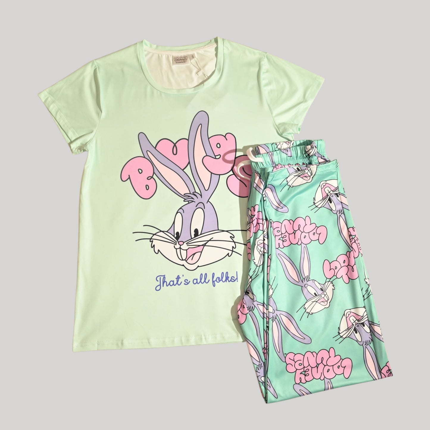 LOONEY TUNES WOMENS SHORT SLEEVE PAJAMA SETS , SILKY POLYESTER