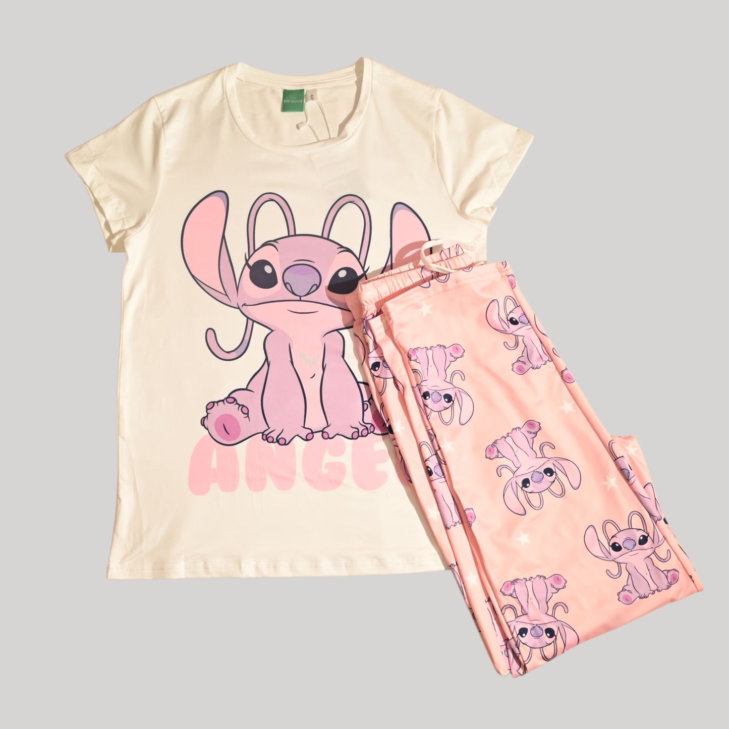 LILO & STITCH WOMENS SHORT SLEEVE PAJAMA SETS , SILKY POLYESTER