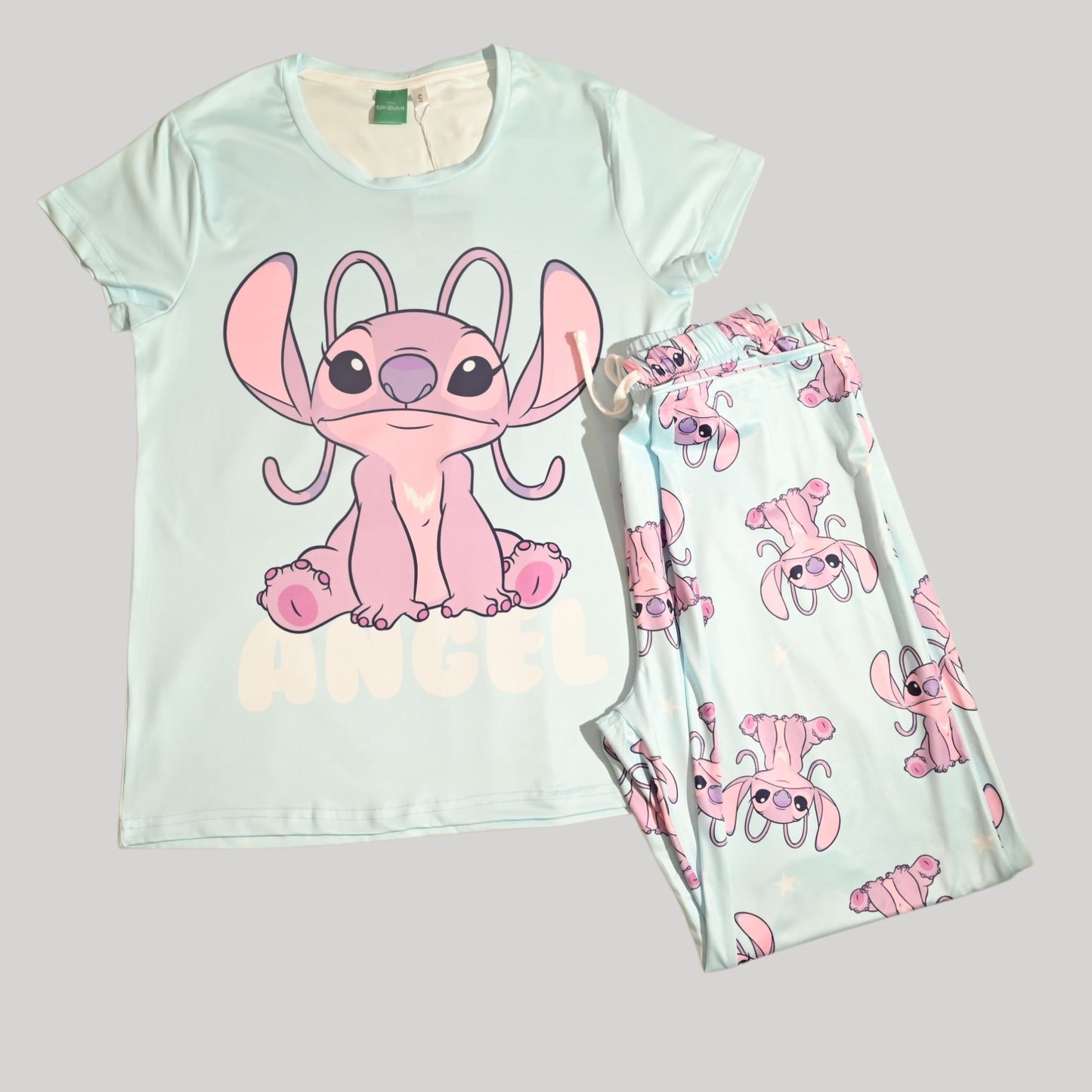 LILO & STITCH WOMENS SHORT SLEEVE PAJAMA SETS , SILKY POLYESTER