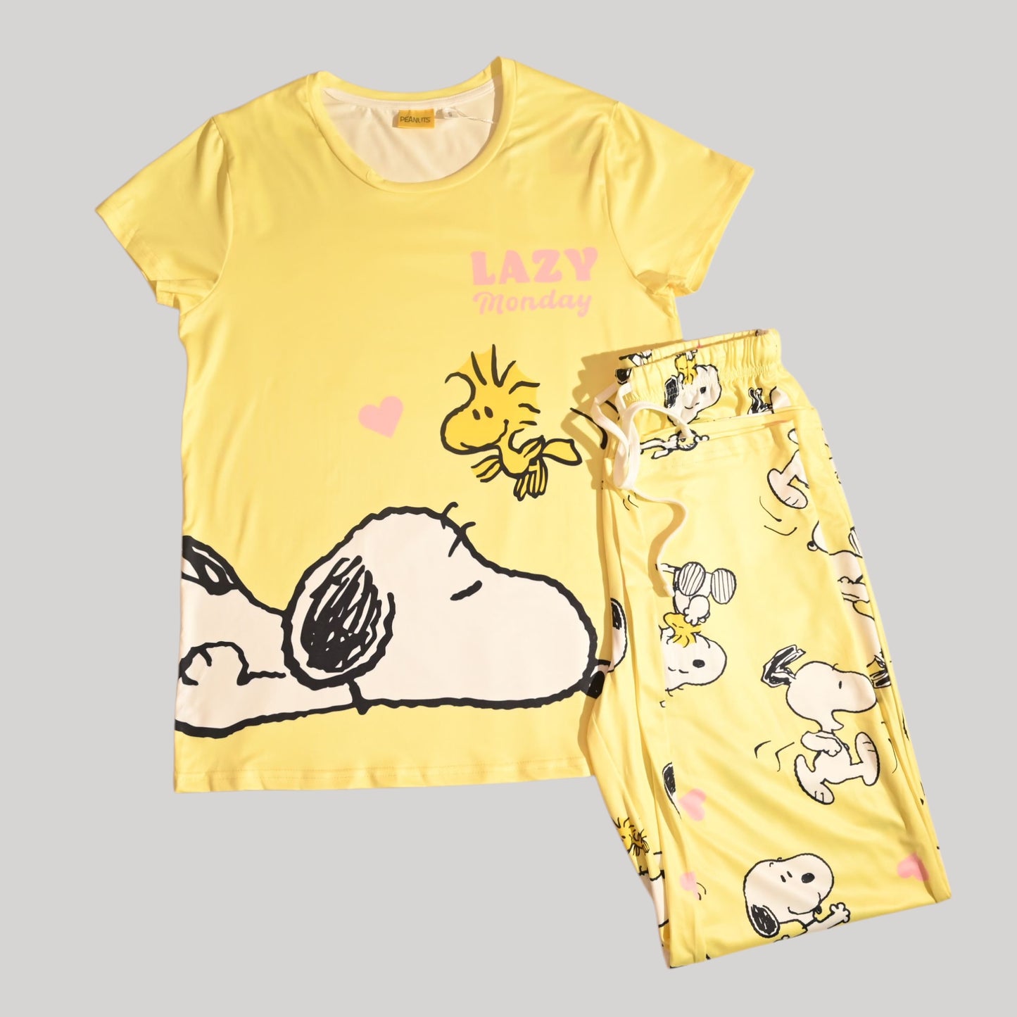 PEANUT WOMENS SHORT SLEEVE PAJAMA SETS , SILKY POLYESTER