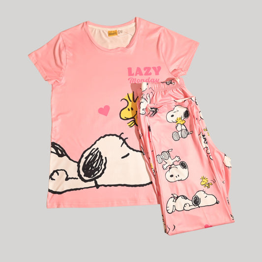 PEANUT WOMENS SHORT SLEEVE PAJAMA SETS , SILKY POLYESTER