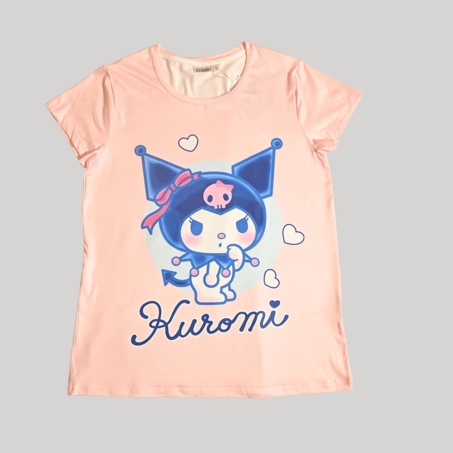 KUROMI WOMENS SHORT SLEEVE PAJAMA SETS , SILKY POLYESTER
