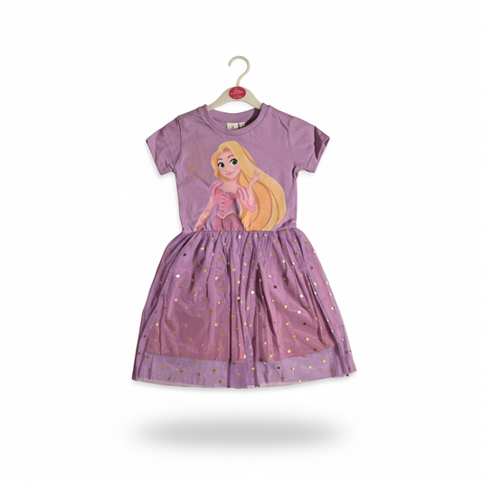 DISNEY PRINCESS RAPUNZEL - GIRL'S TULLE DRESS, 100% COTTON & MESH 100% POLYESTER