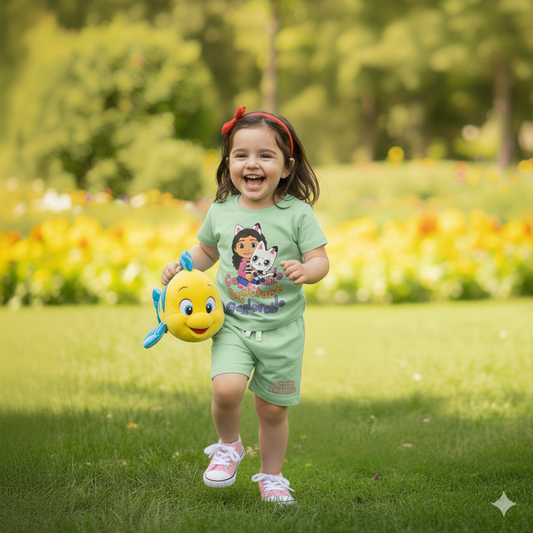 GABBY'S DOLLHOUSE | GIRL'S T-SHIRT & SHORTS SET | 100% COTTON