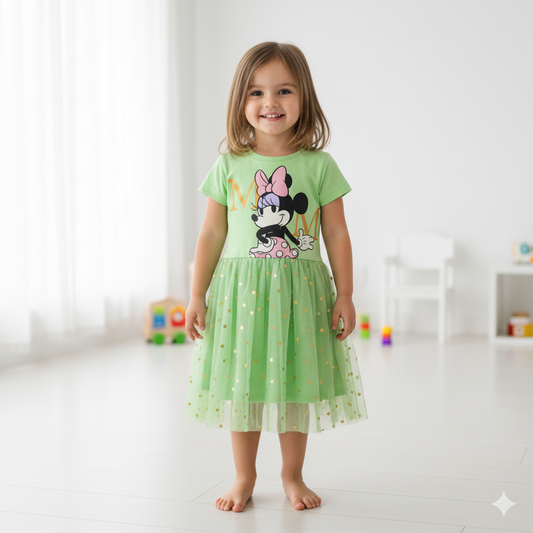 MINNIE MOUSE - GIRL'S TULLE DRESS 100% COTTON | MESH 100% POLYESTER