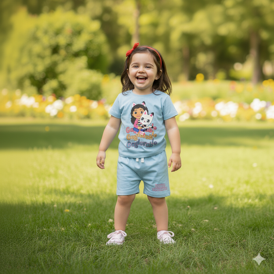 GABBY'S DOLLHOUSE | GIRL'S T-SHIRT & SHORTS SET | 100% COTTON